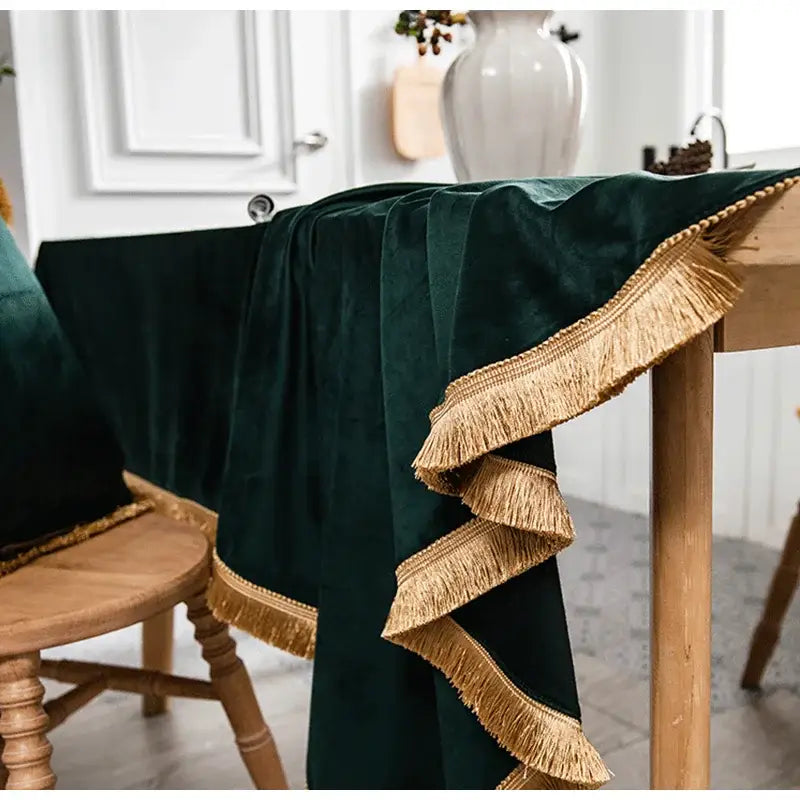 Fringed Velvet Tablecloth