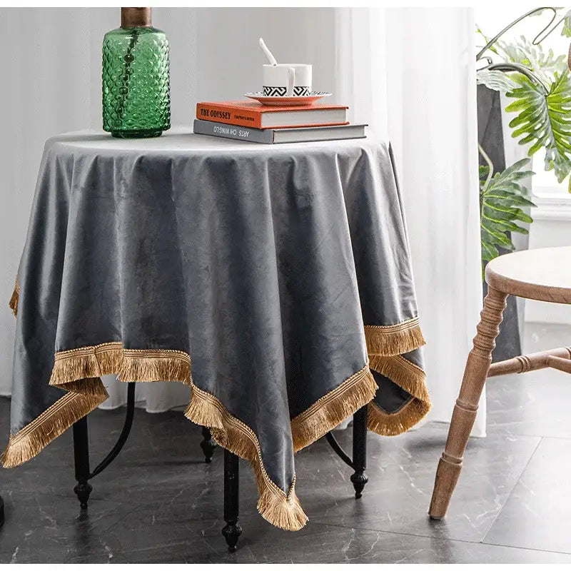 Fringed Velvet Tablecloth