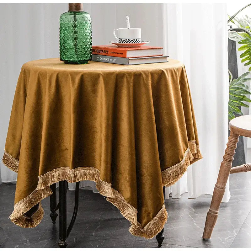 Fringed Velvet Tablecloth