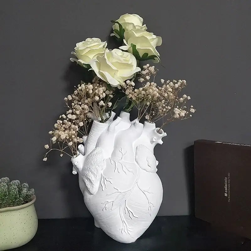 White Heart Ceramic Vase Anatomical 24cm