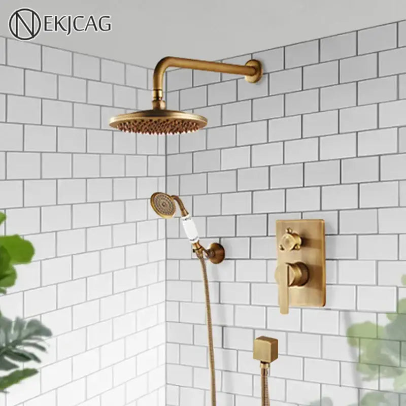 Black Brass Shower System Handheld Sprayer