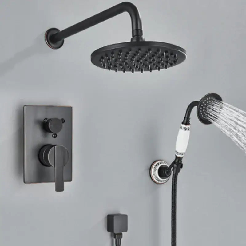 Black Brass Shower System Handheld Sprayer