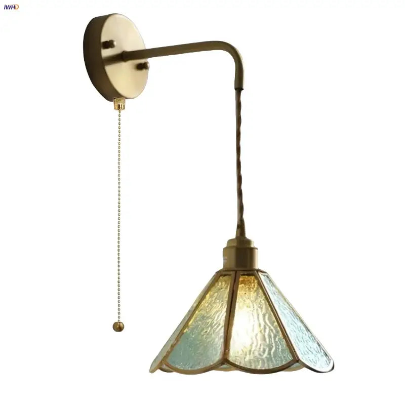 Blue Glass Wall Sconce Staircase Hallway
