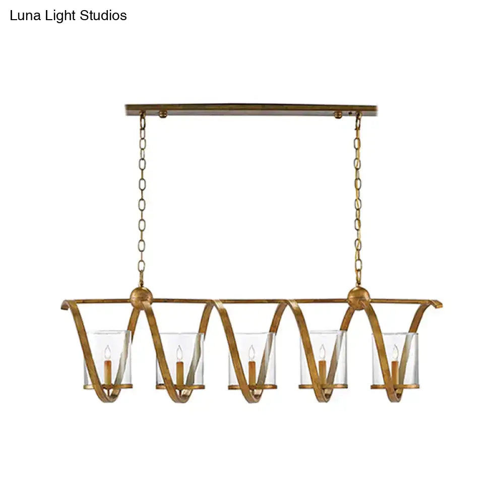 Brass Silver Cylinder Chandelier