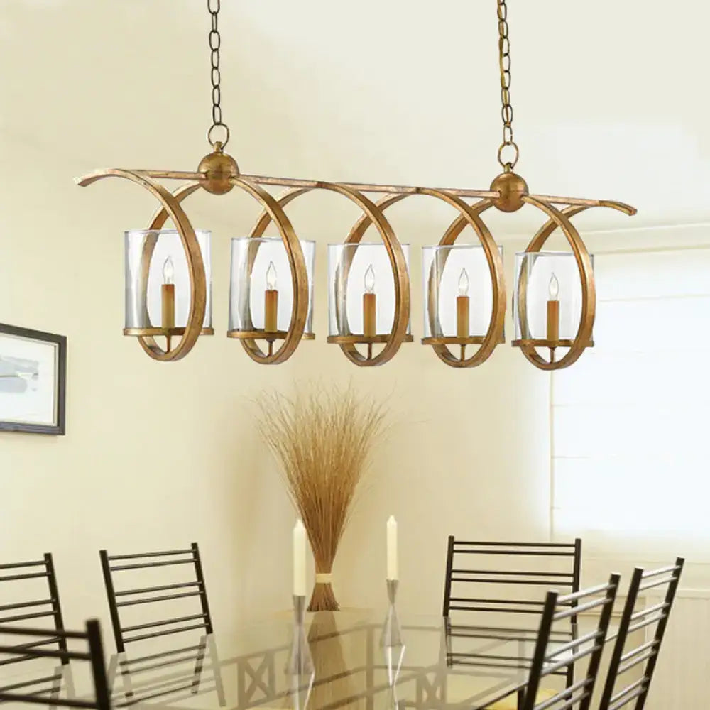 Brass Silver Cylinder Chandelier