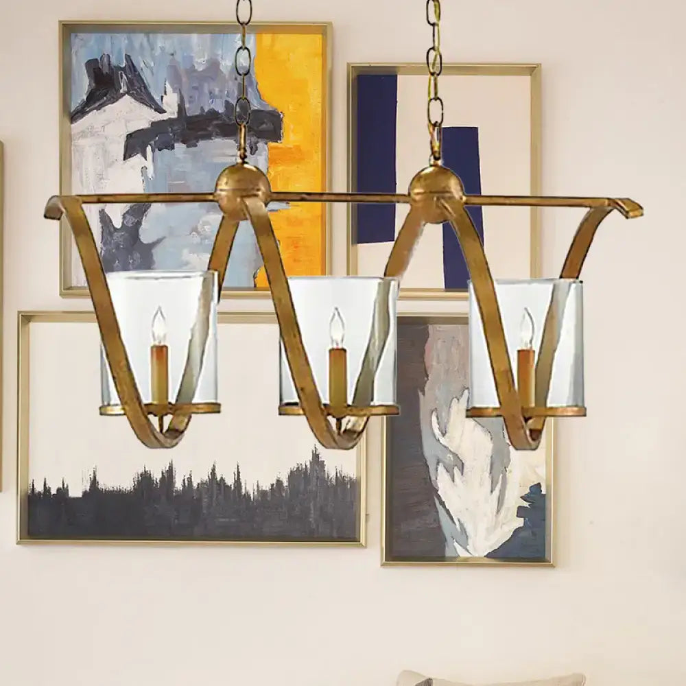 Brass Silver Cylinder Chandelier