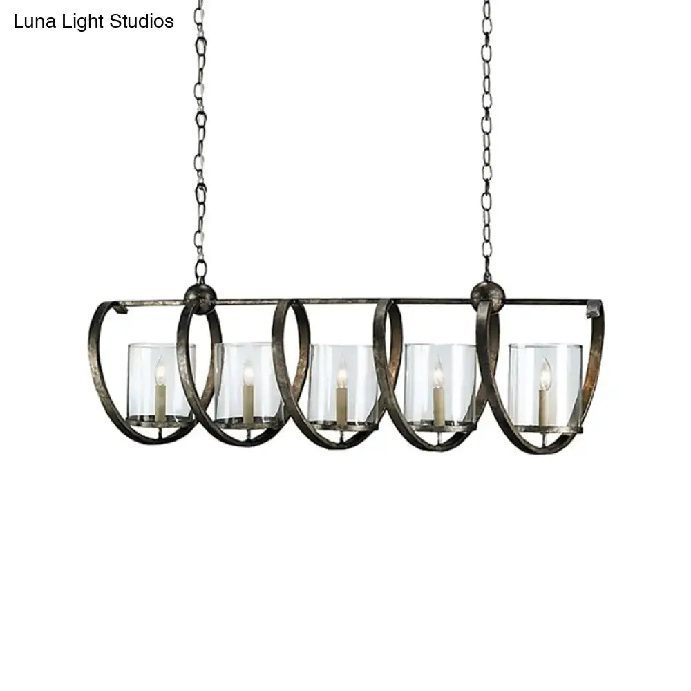 Brass Silver Cylinder Chandelier