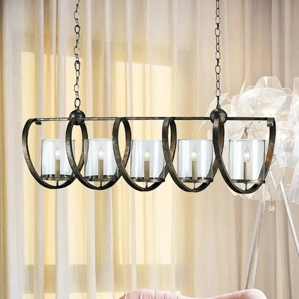 Brass Silver Cylinder Chandelier