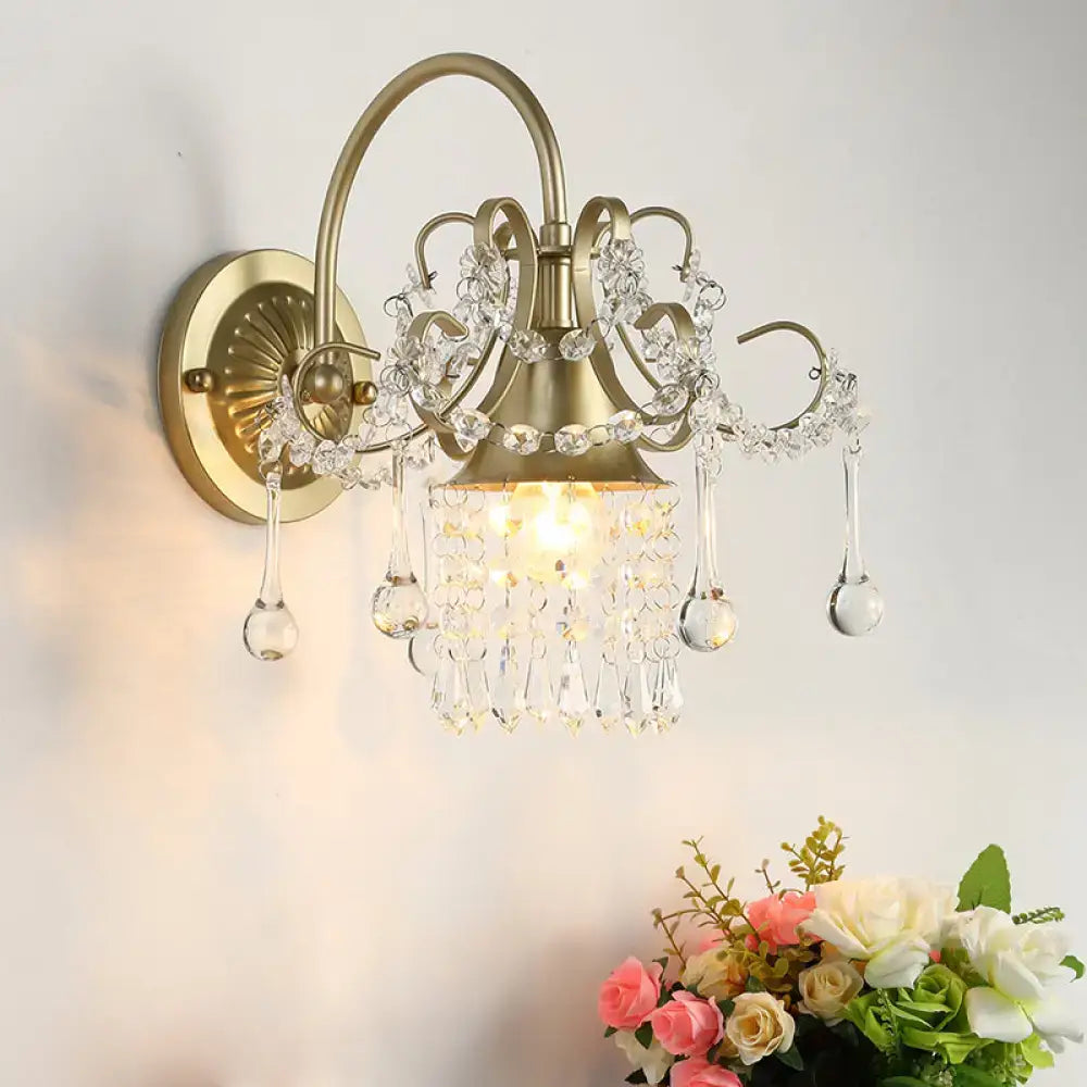Brass Crystal Living Area Wall Sconce