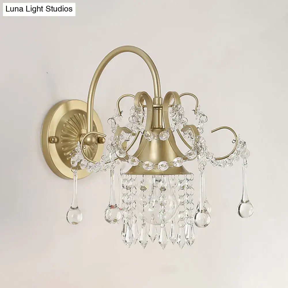 Brass Crystal Living Area Wall Sconce