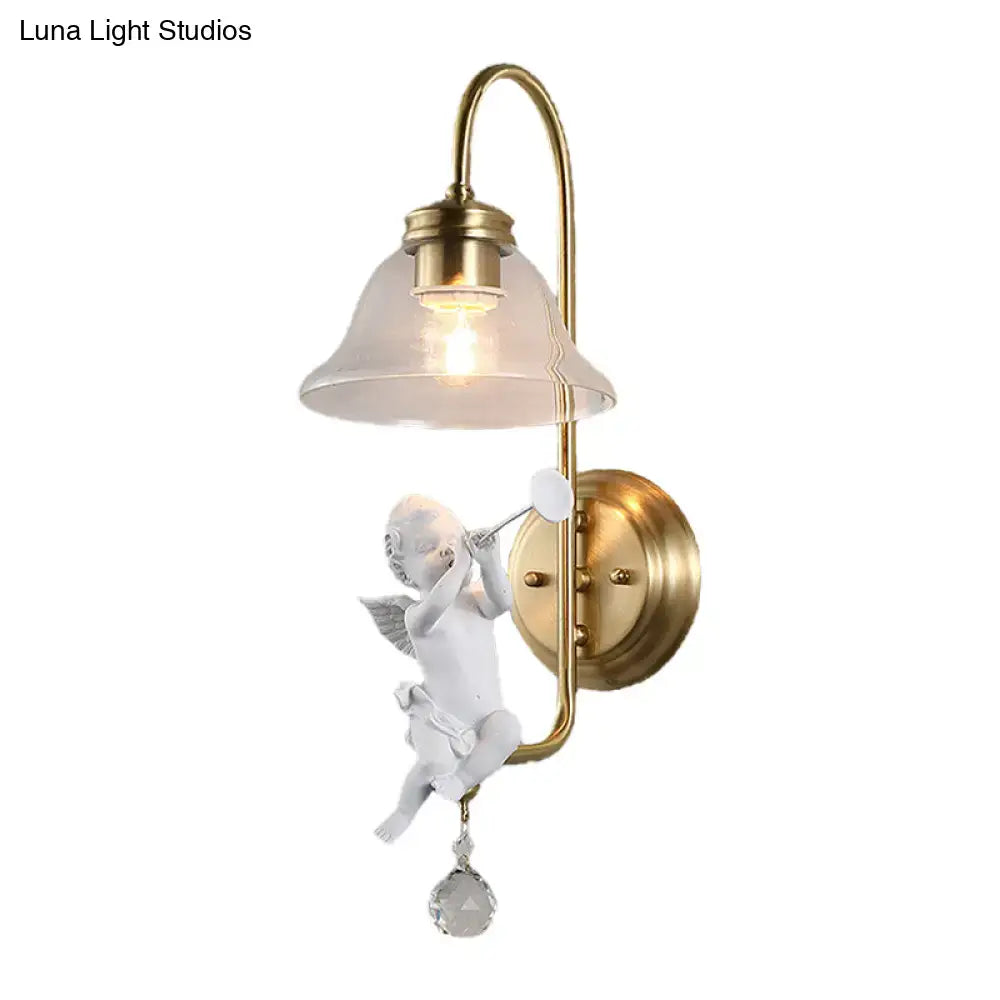Brass Angel Glass Sconce