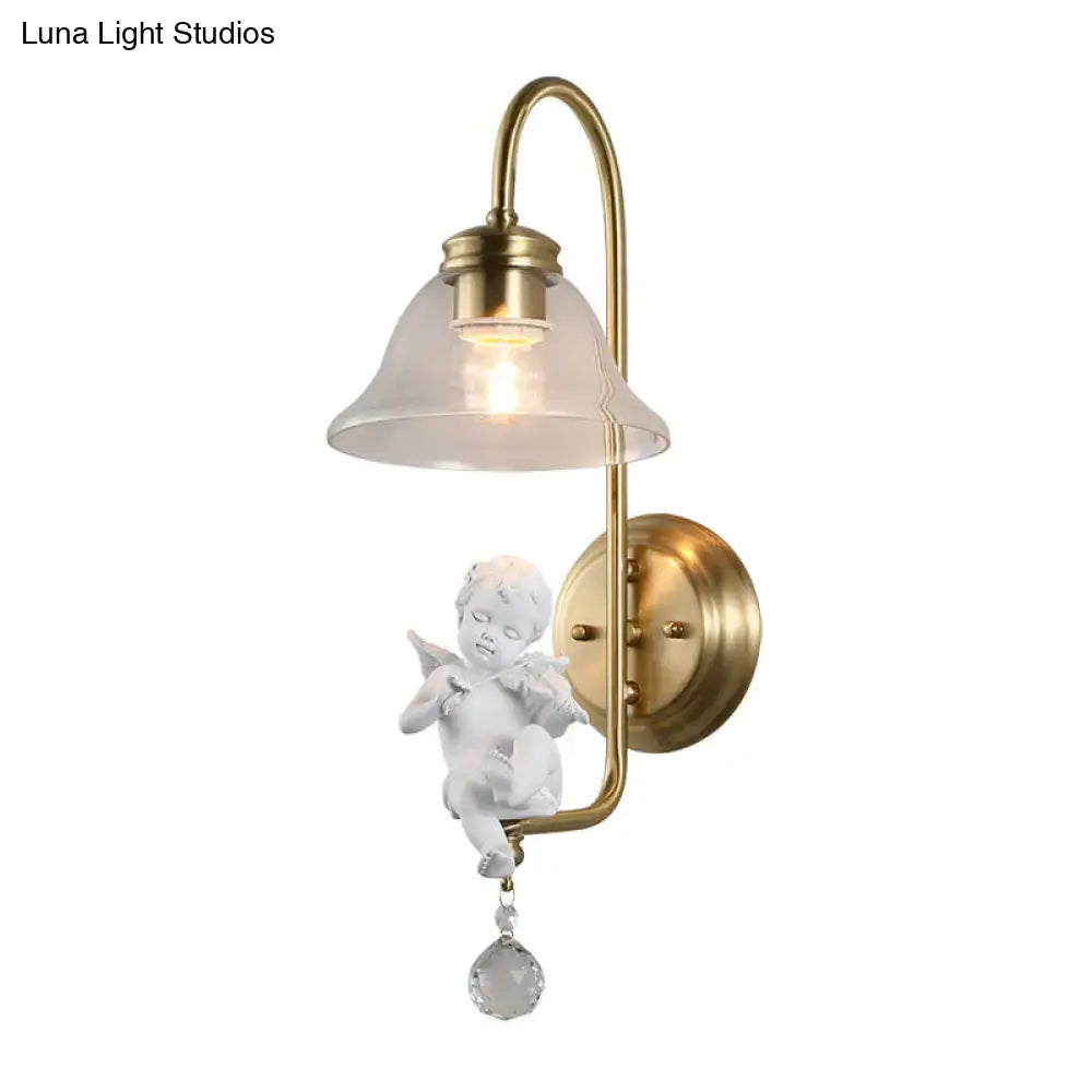 Brass Angel Glass Sconce
