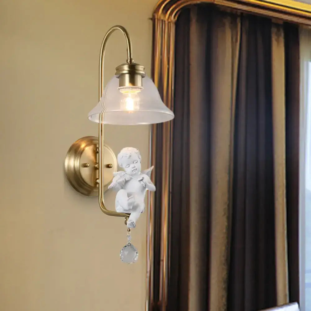 Brass Angel Glass Sconce