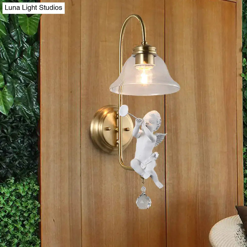 Brass Angel Glass Sconce