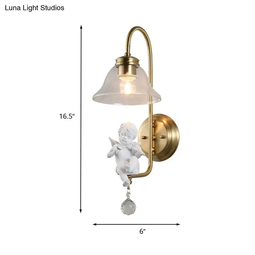 Brass Angel Glass Sconce