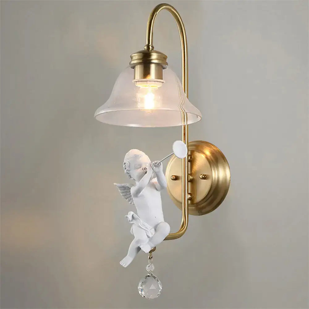 Brass Angel Glass Sconce