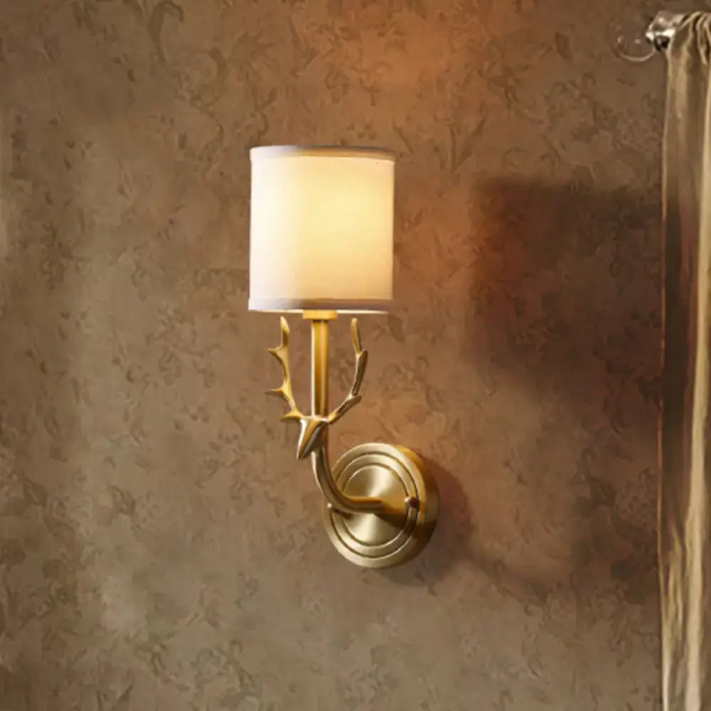 Antique Brass Fabric Sconce