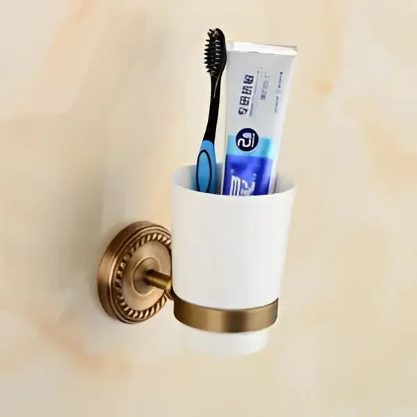 Brass Ceramic Brush Cup Set