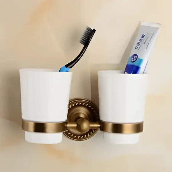 Brass Ceramic Brush Cup Set