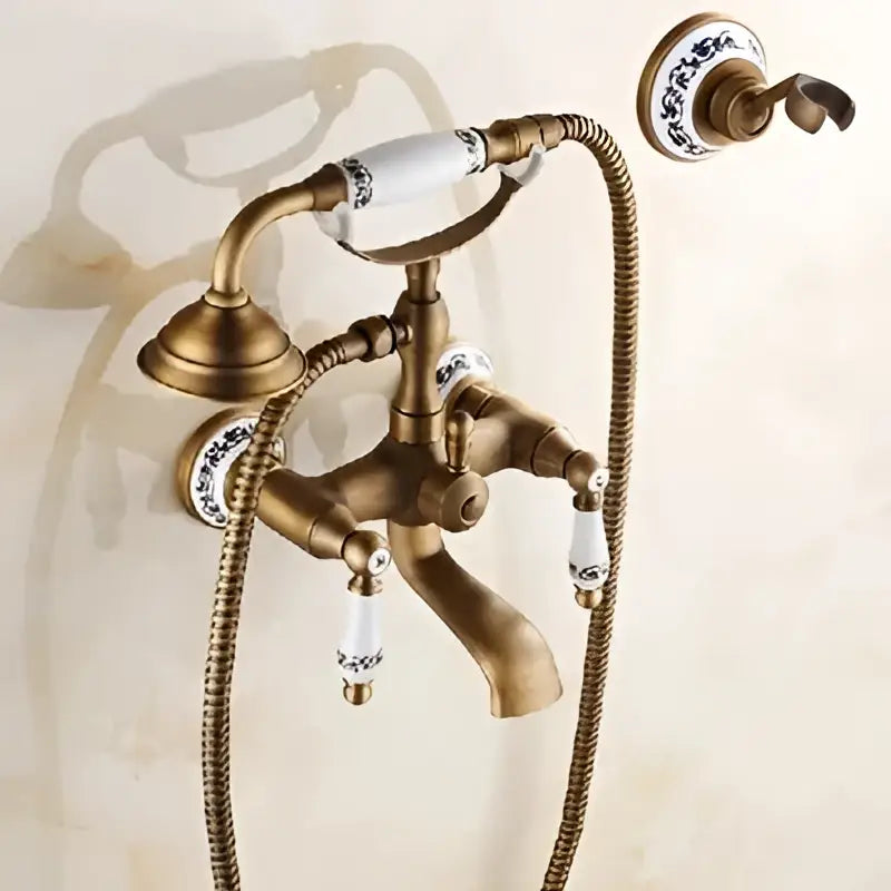 Brass Ceramic Handle Shower Set