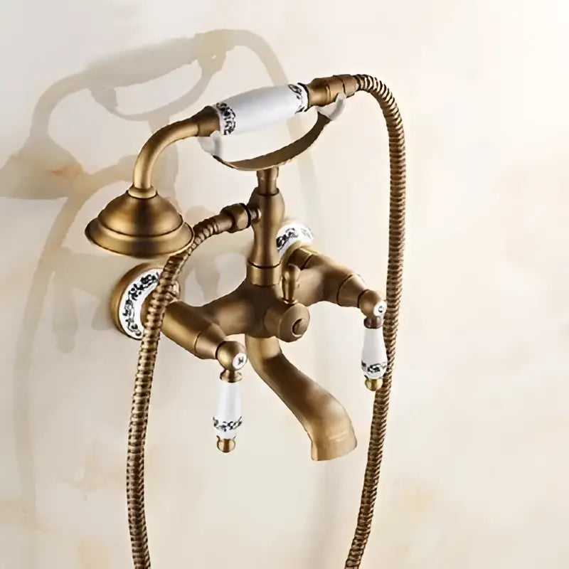 Brass Ceramic Handle Shower Set