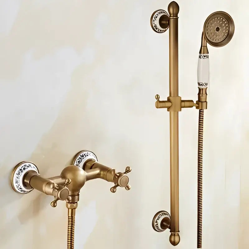 Brass Ceramic Handle Shower Set