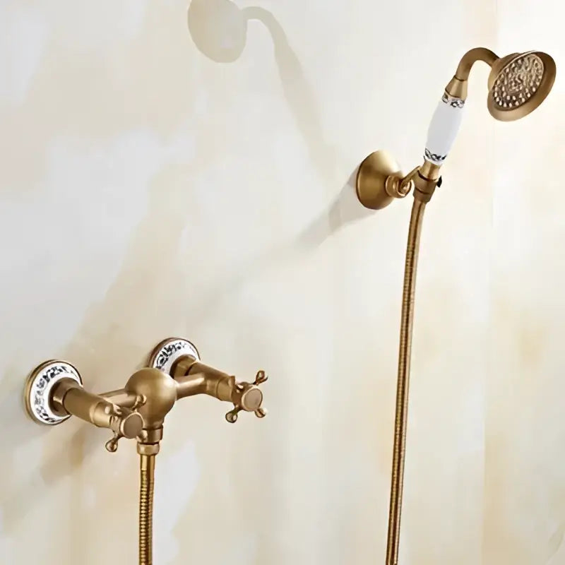 Brass Ceramic Handle Shower Set