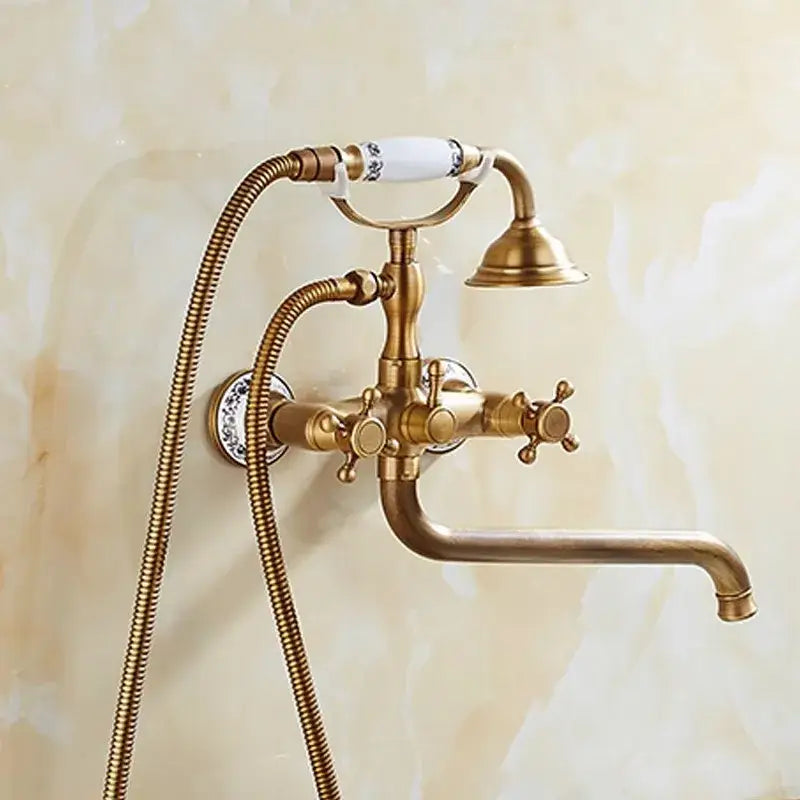 Brass Ceramic Handle Shower Set