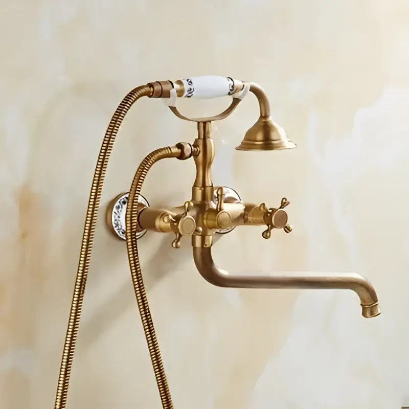 Brass Ceramic Handle Shower Set