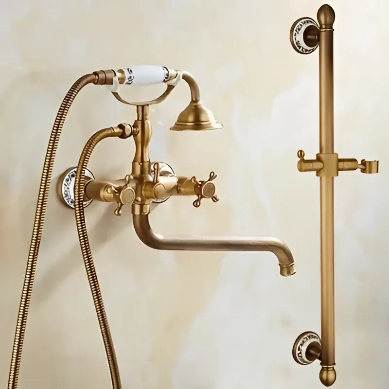 Brass Ceramic Handle Shower Set