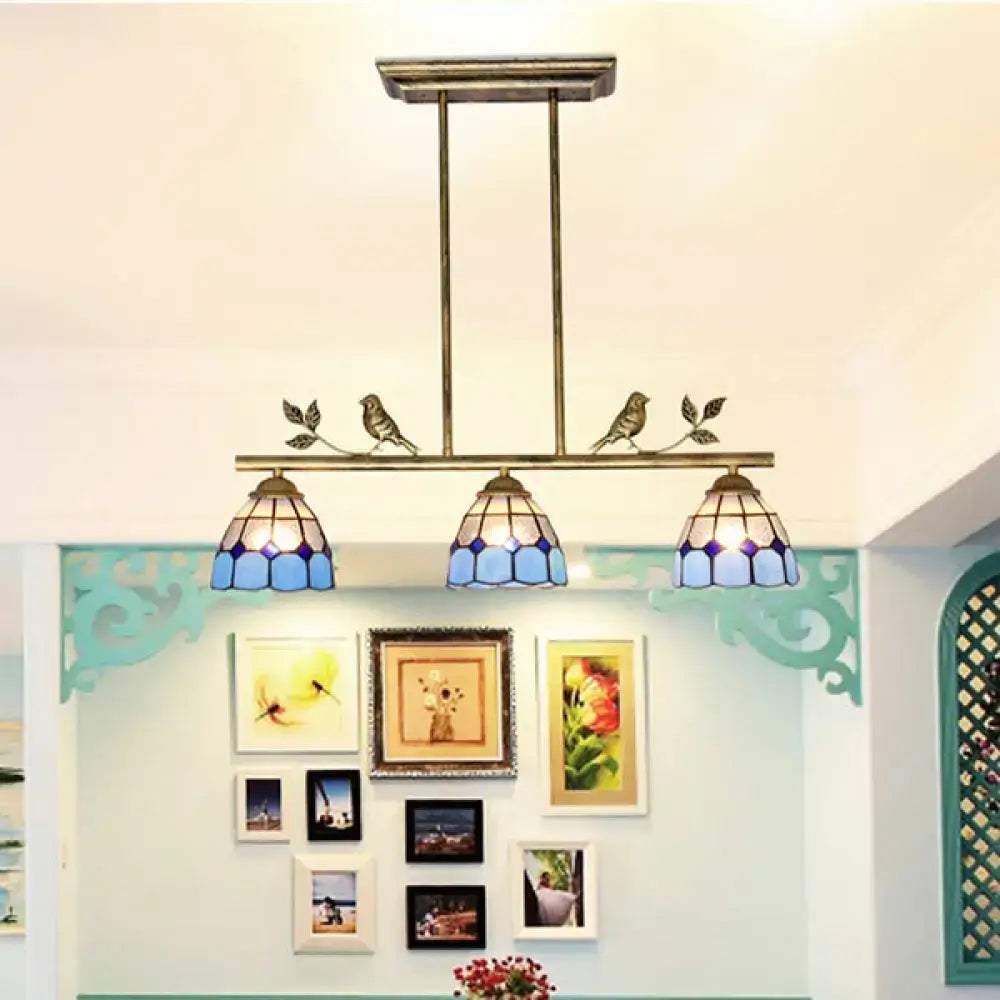 Brass Blue Pendant Light