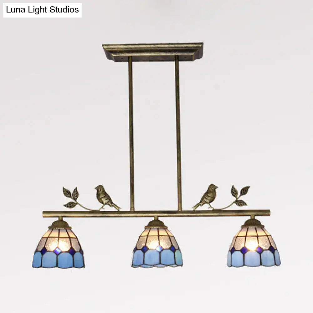 Brass Blue Pendant Light