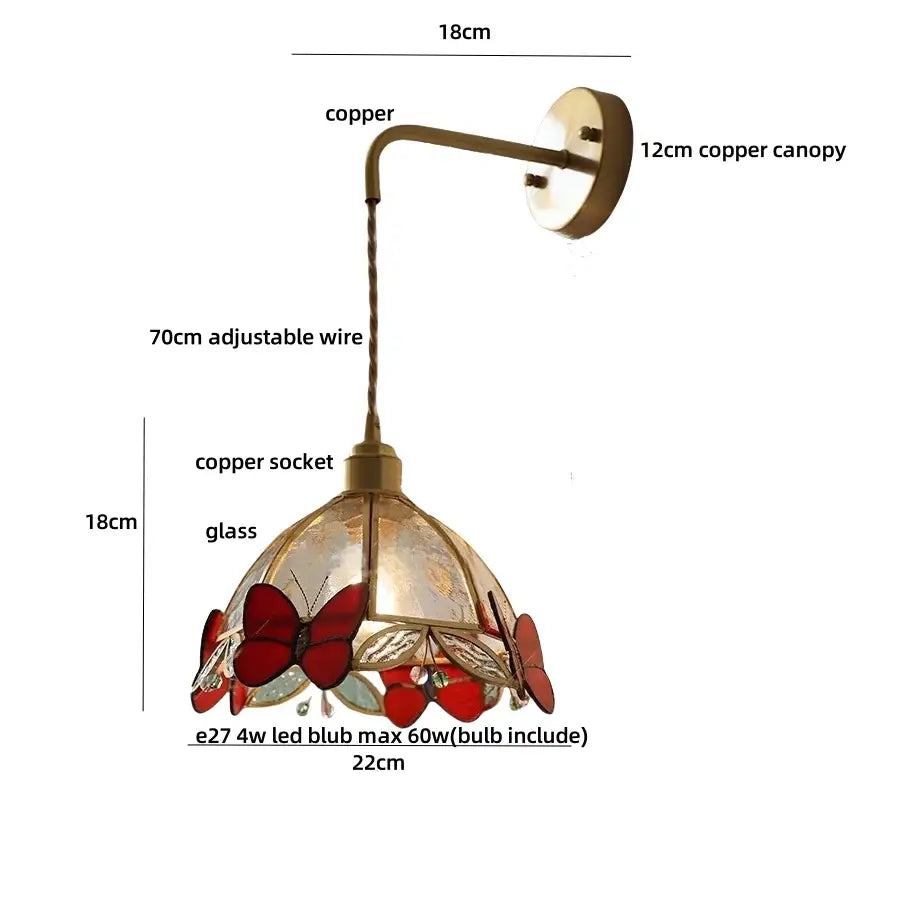 Brass Butterfly Glass Sconce