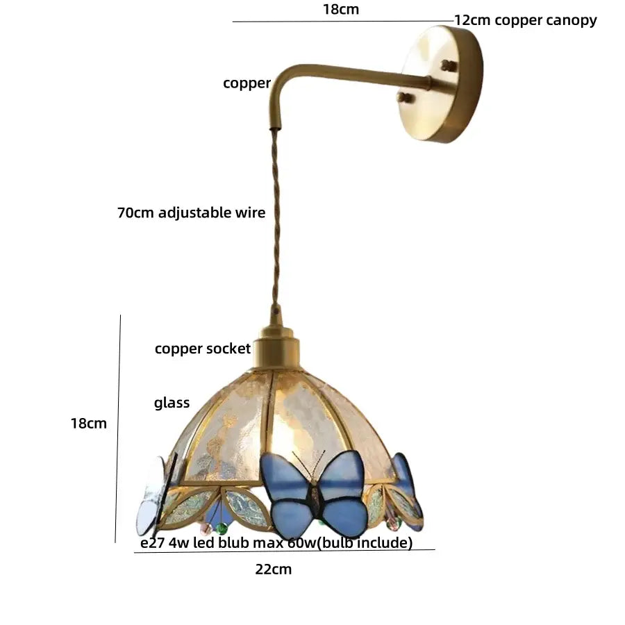Brass Butterfly Glass Sconce