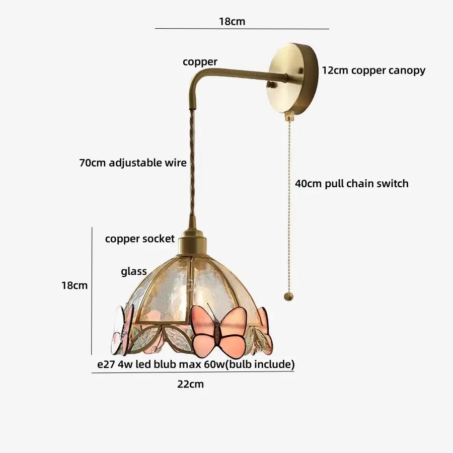 Brass Butterfly Glass Sconce