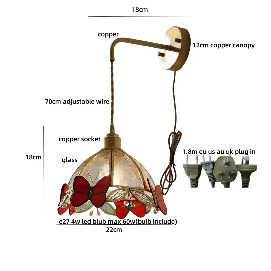 Brass Butterfly Glass Sconce