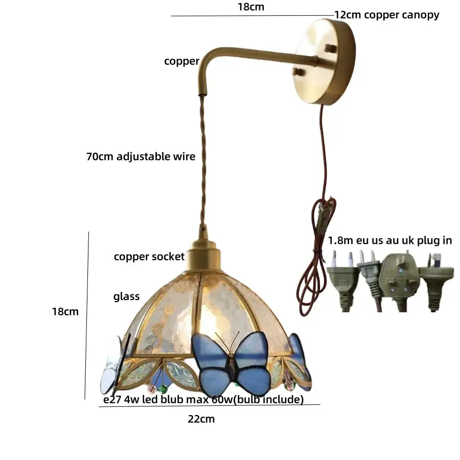 Brass Butterfly Glass Sconce