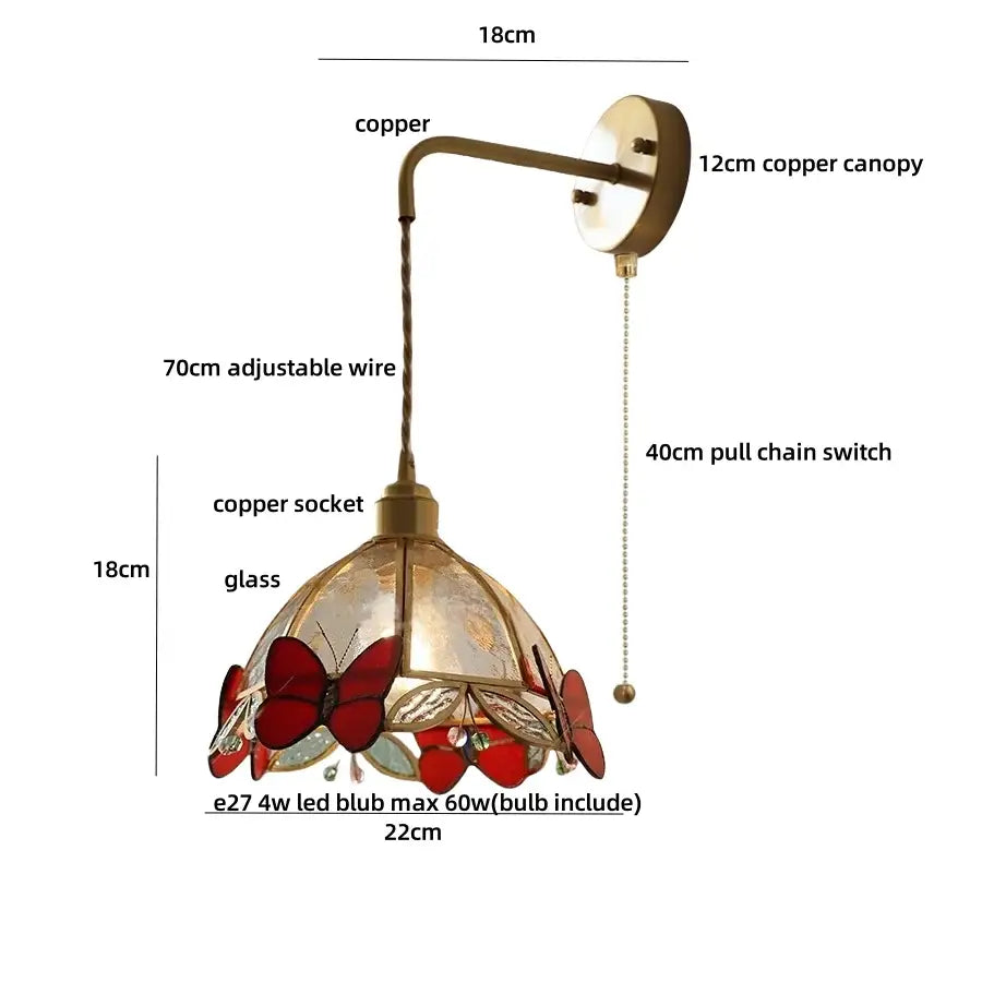 Brass Butterfly Glass Sconce