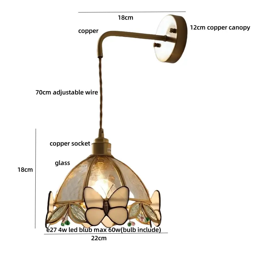 Brass Butterfly Glass Sconce