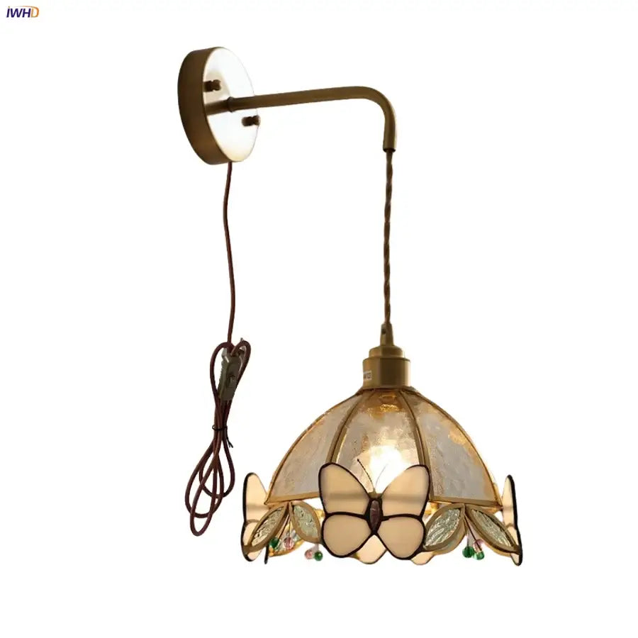 Brass Butterfly Glass Sconce