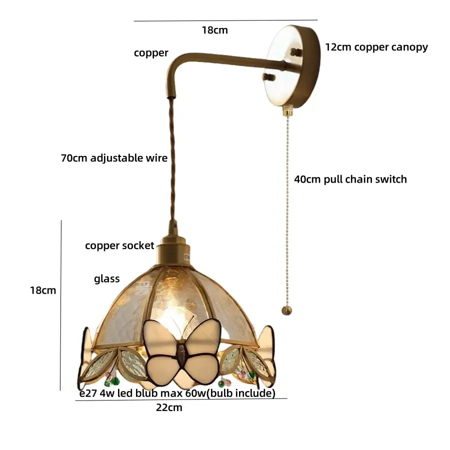 Brass Butterfly Glass Sconce