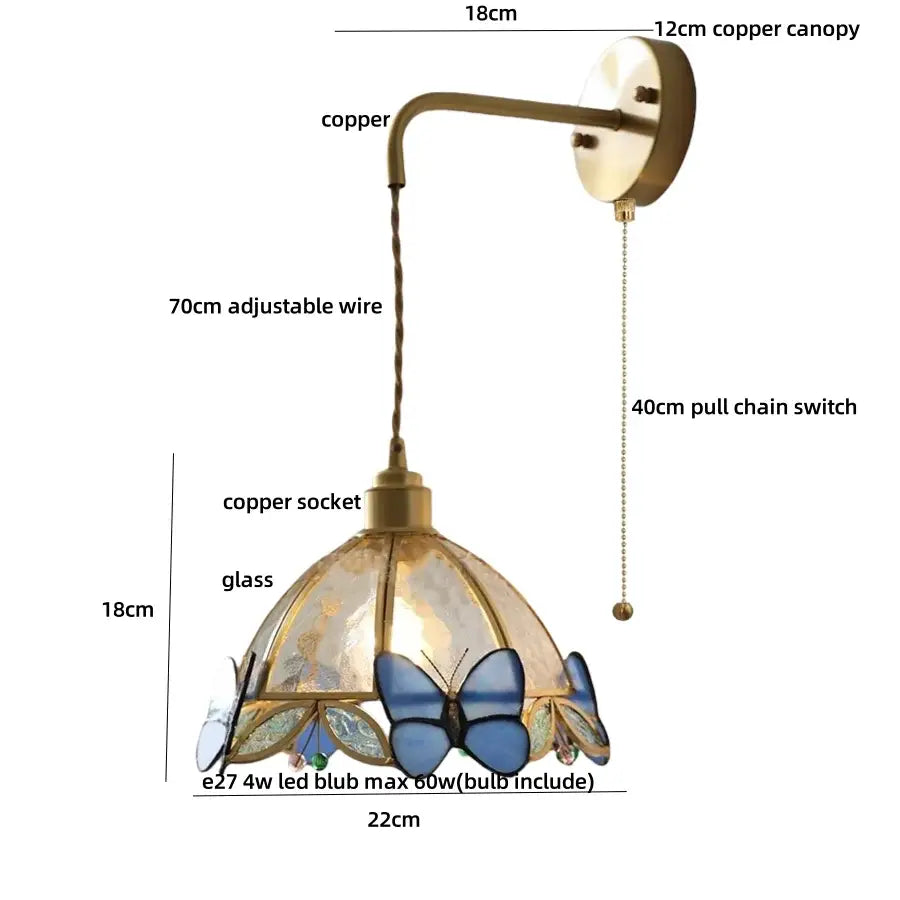 Brass Butterfly Glass Sconce