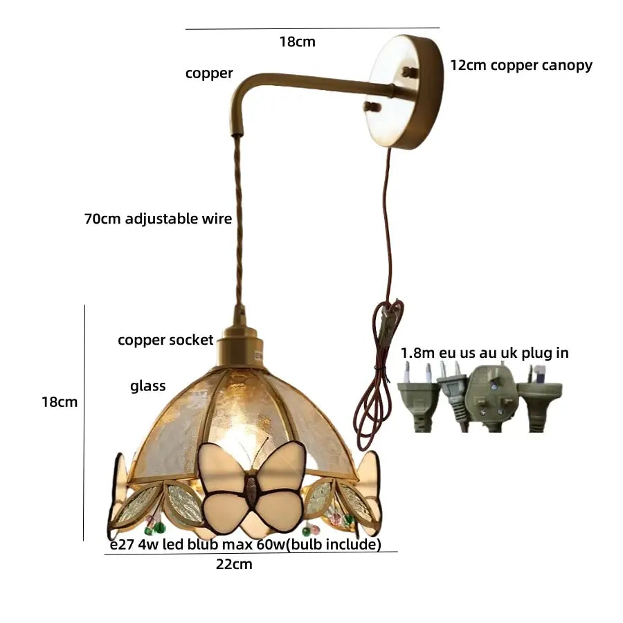 Brass Butterfly Glass Sconce