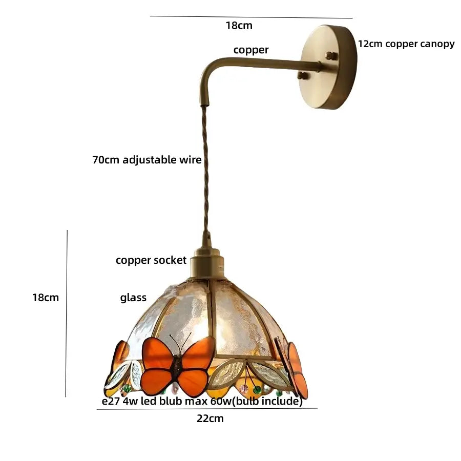Brass Butterfly Glass Sconce