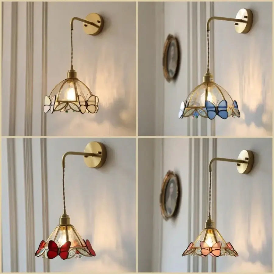 Brass Butterfly Glass Sconce