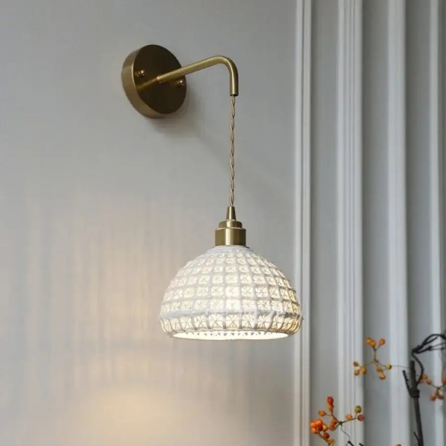 Brass Rattan Wall Light