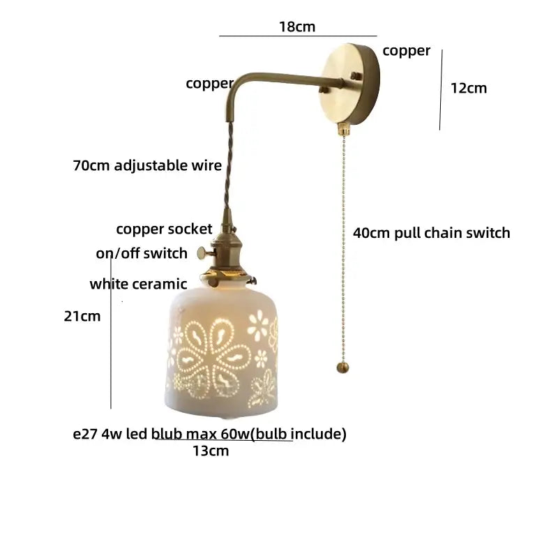 Brass Floral Wall Sconce