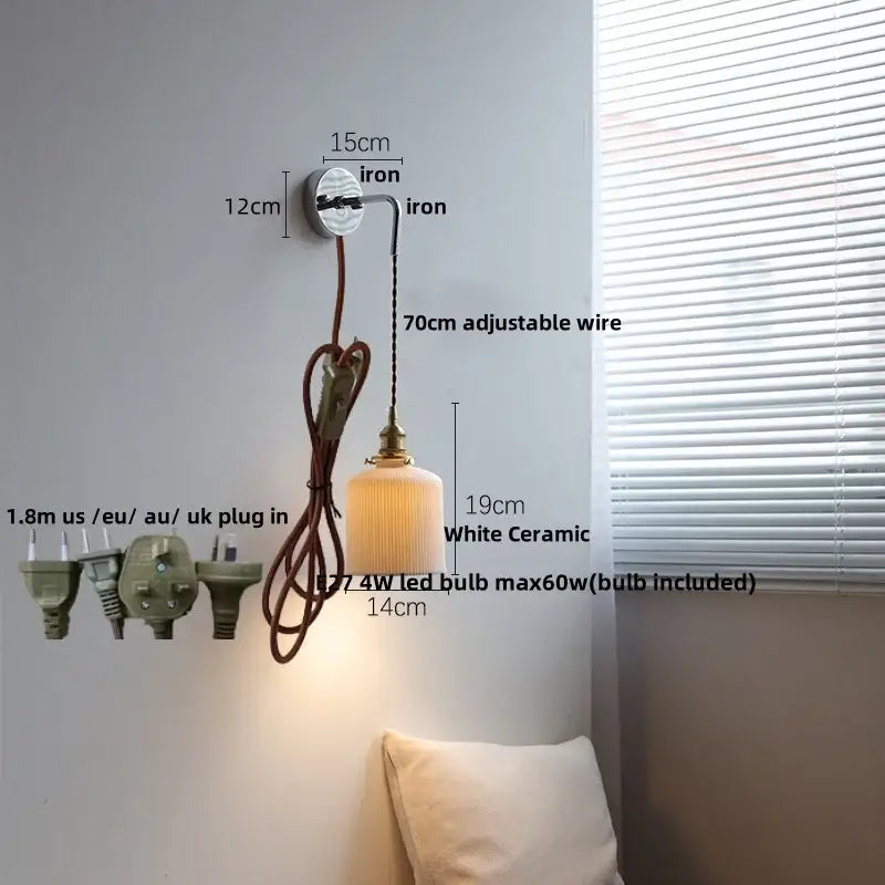 Antique Brass Ribbed Glass Wall Sconce Bedroom