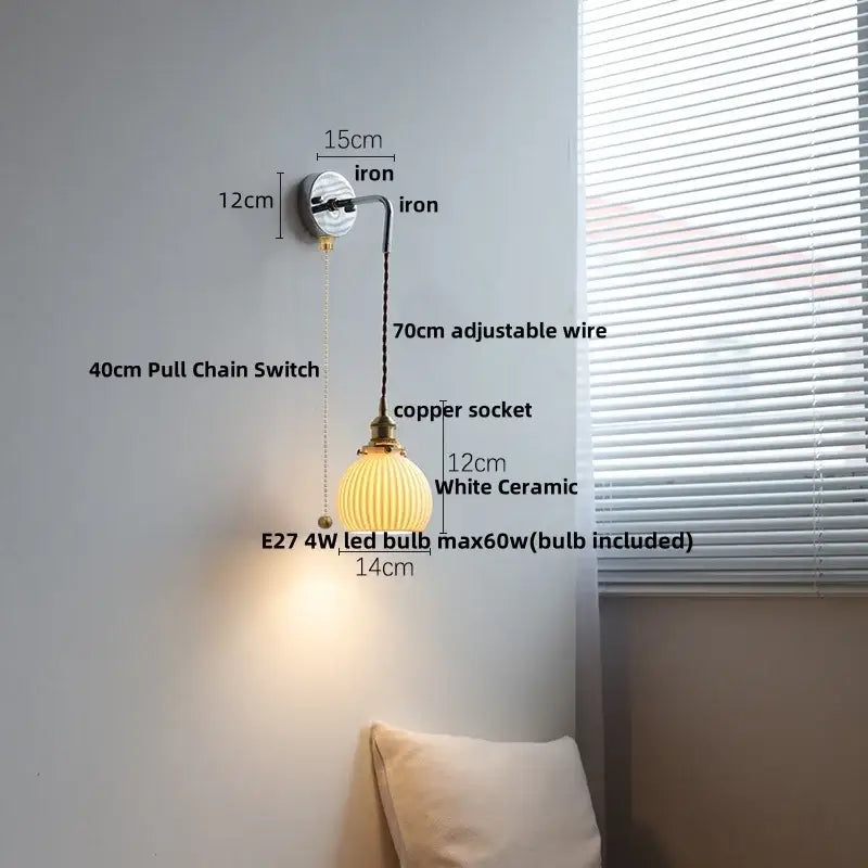 Antique Brass Ribbed Glass Wall Sconce Bedroom
