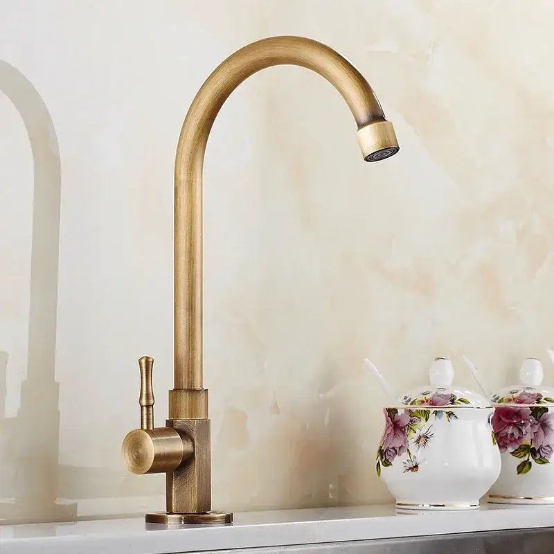 Brass Curved Kitchen Faucet